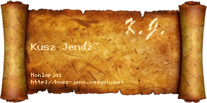 Kusz Jenő névjegykártya